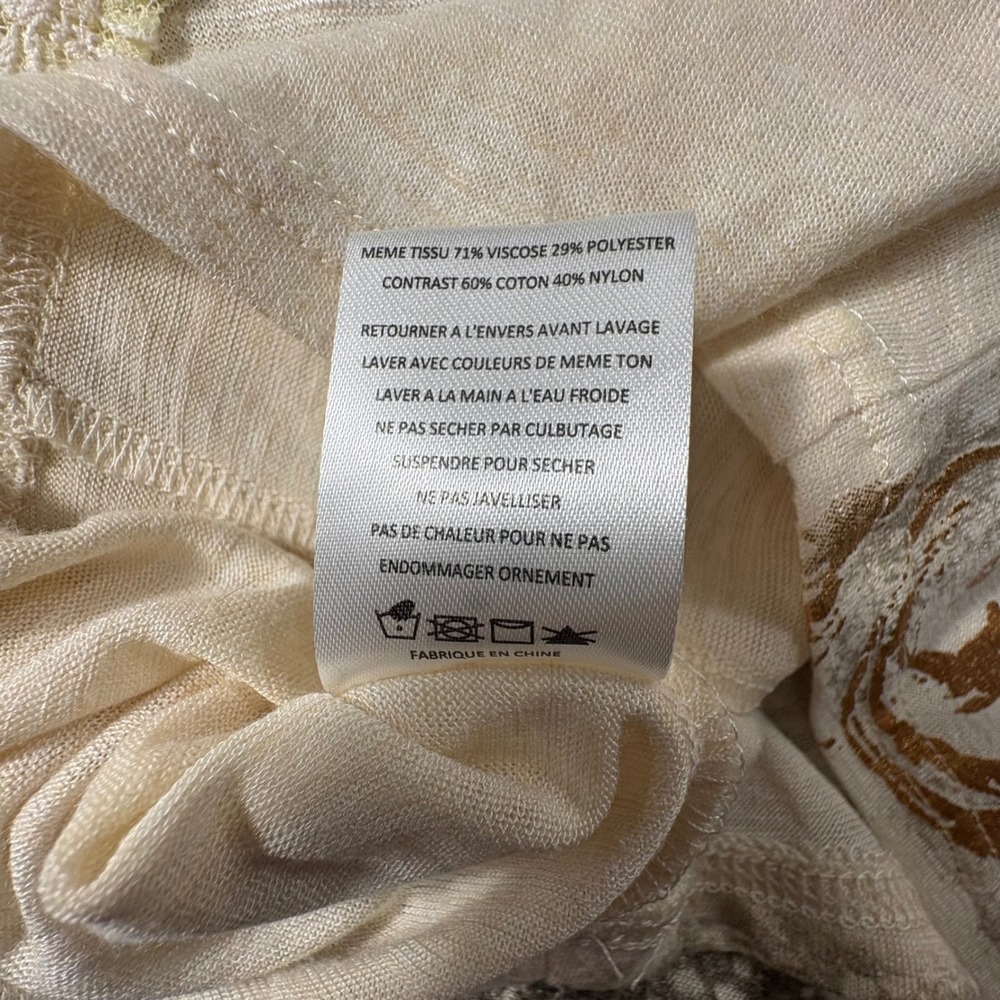 Miss Me Rhinestone Lace Back Flutter Sleeve Top Wome's M Cream Graphic - Picture 7 of 8